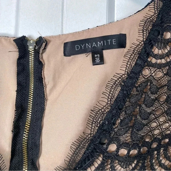 Dynamite | Black Lace Romper with nude coloured underlay - small - Picture 3 of 4